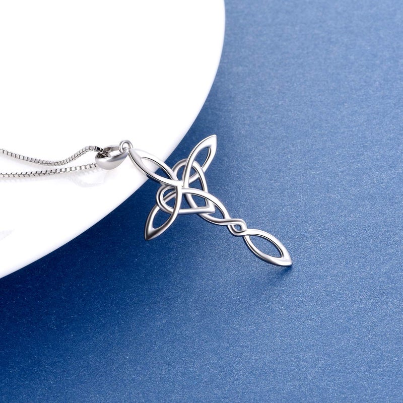 LUHE Womens Cross Necklace Gifts Sterling Silver Religious Irish Infinity Love Heart Irish Celtics Necklace Jewelry Mothers Day Birthday Gifts for Women - Image 5